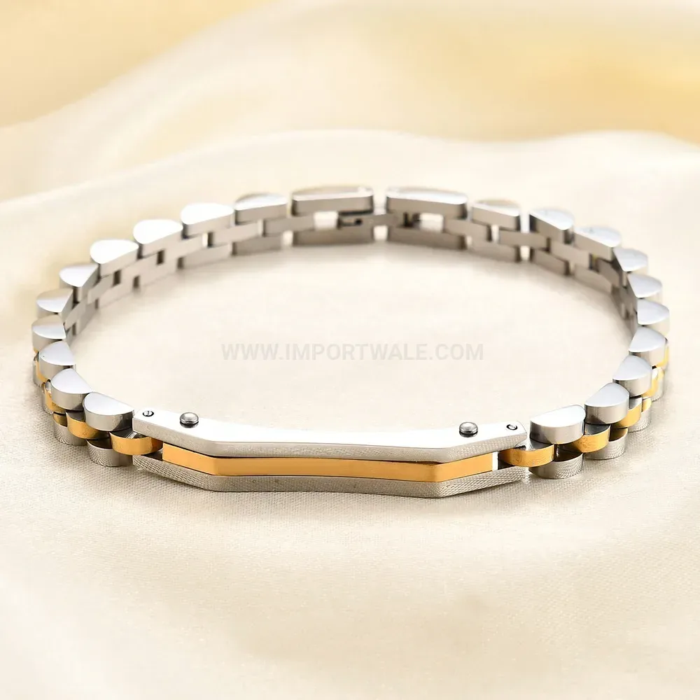 Engravable Curved Plate Stainless Steel Watch Band Bracelet