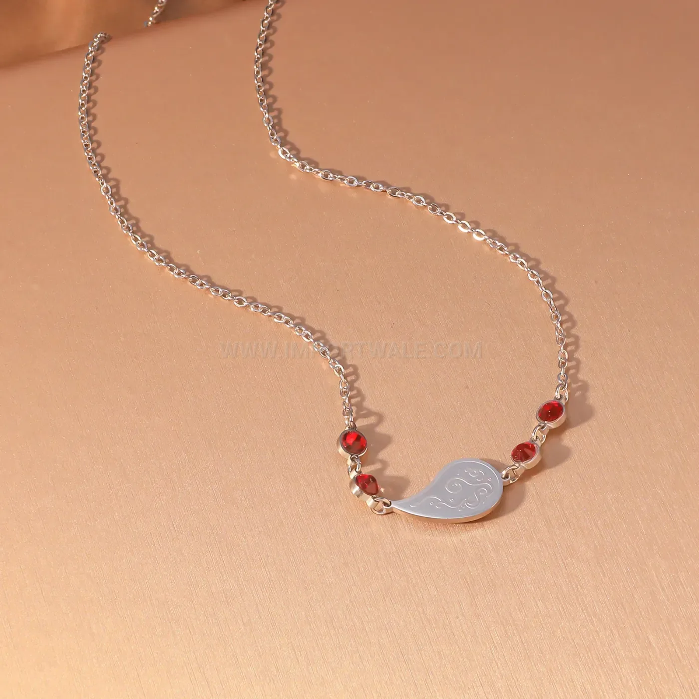 Gold Plated Stainless Steel Islamic Teardrop Cubic Zirconia Pendant Necklace