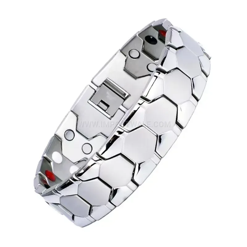 Premium Hexagonal Titanium Steel Magnetic Therapy Bracelet