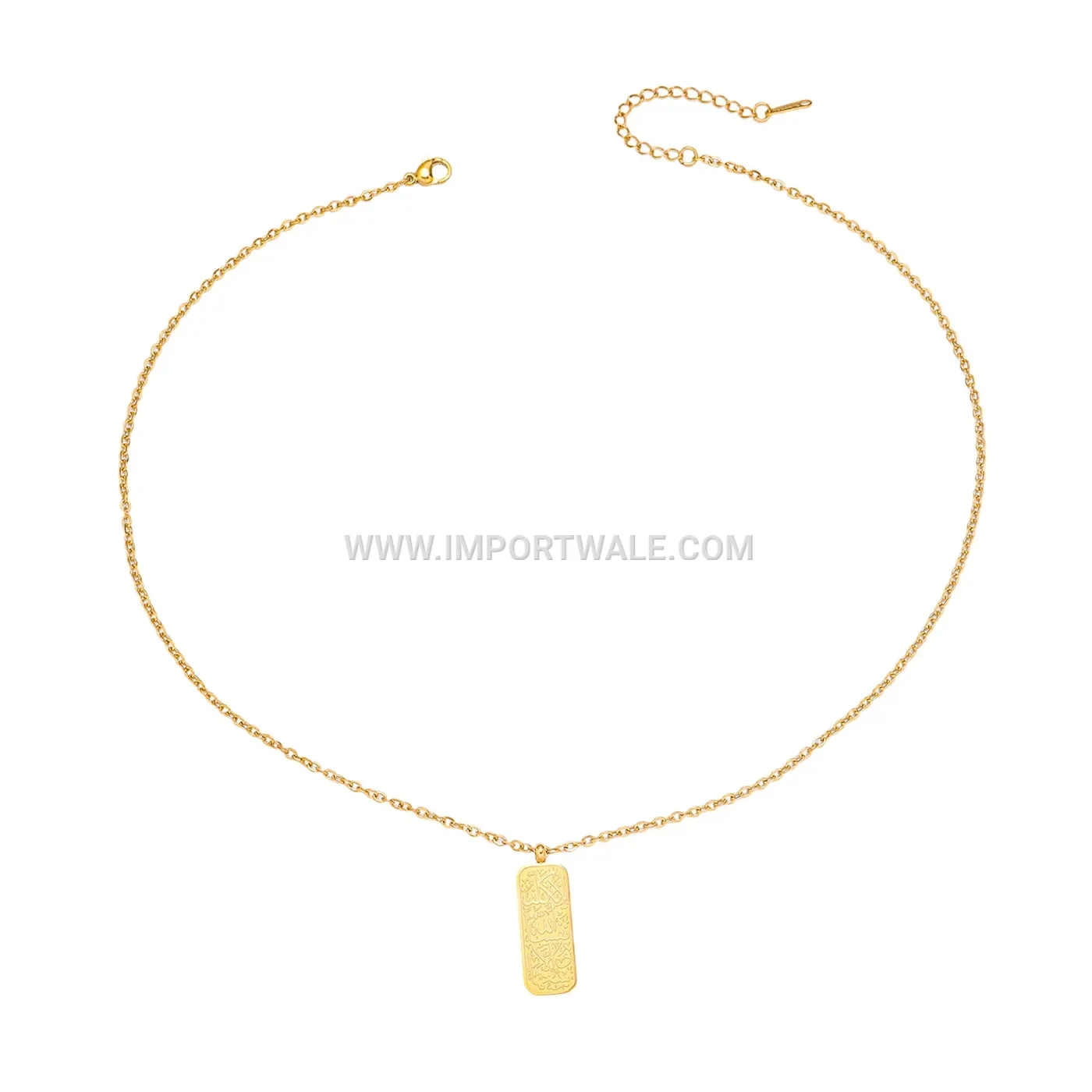 Stainless Steel Arabic Calligraphy Shahada Plate Pendant Necklace