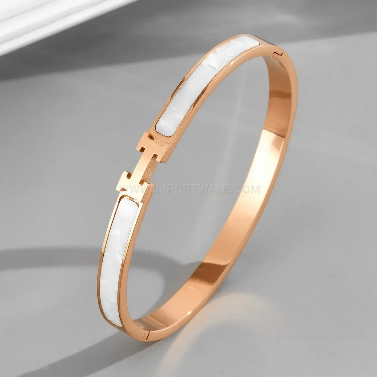 Elegant Minimalist Letter H Charm Titanium Steel Bangle