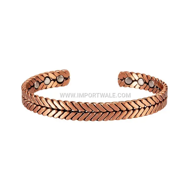 Vintage Tri-Tone Pure Red Copper Tree Branch Magnetic Cuff