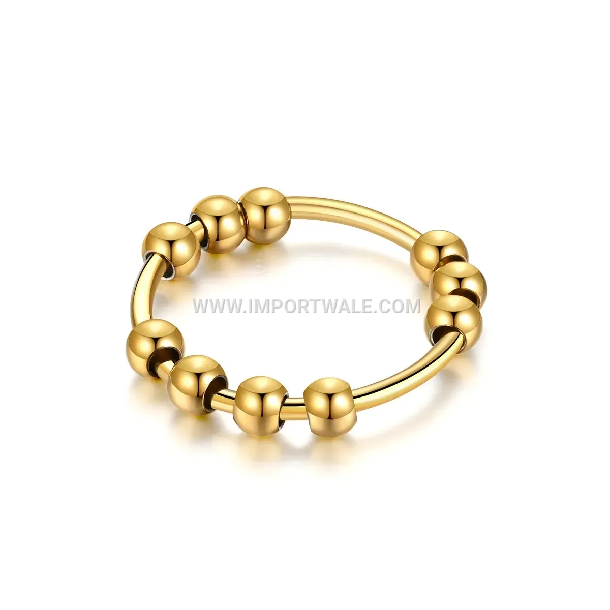 Ten Bead Stainless Steel Rotatable Spinner Band Ring
