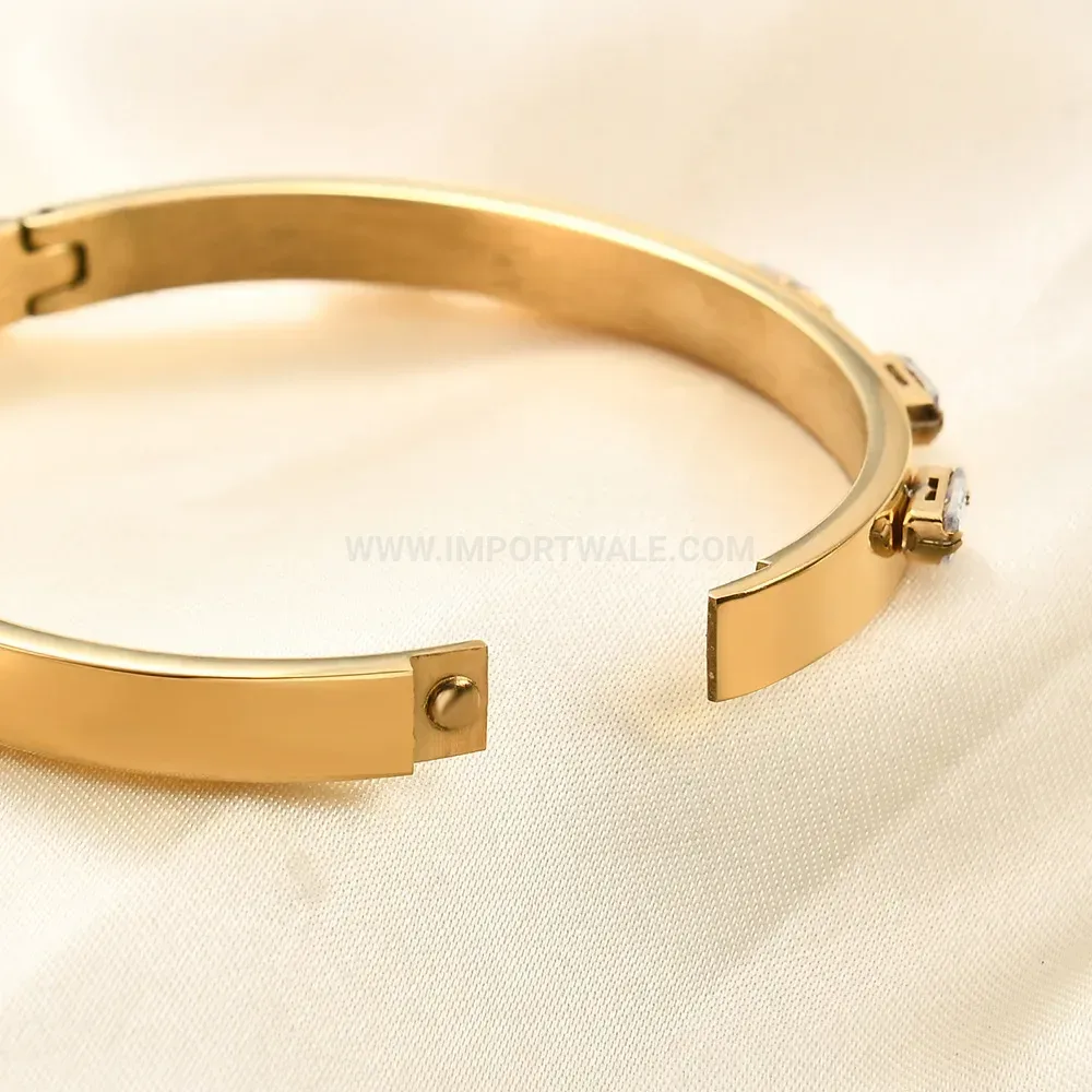 Premium Crystal Open Cuff Stainless Steel Bangle Bracelet
