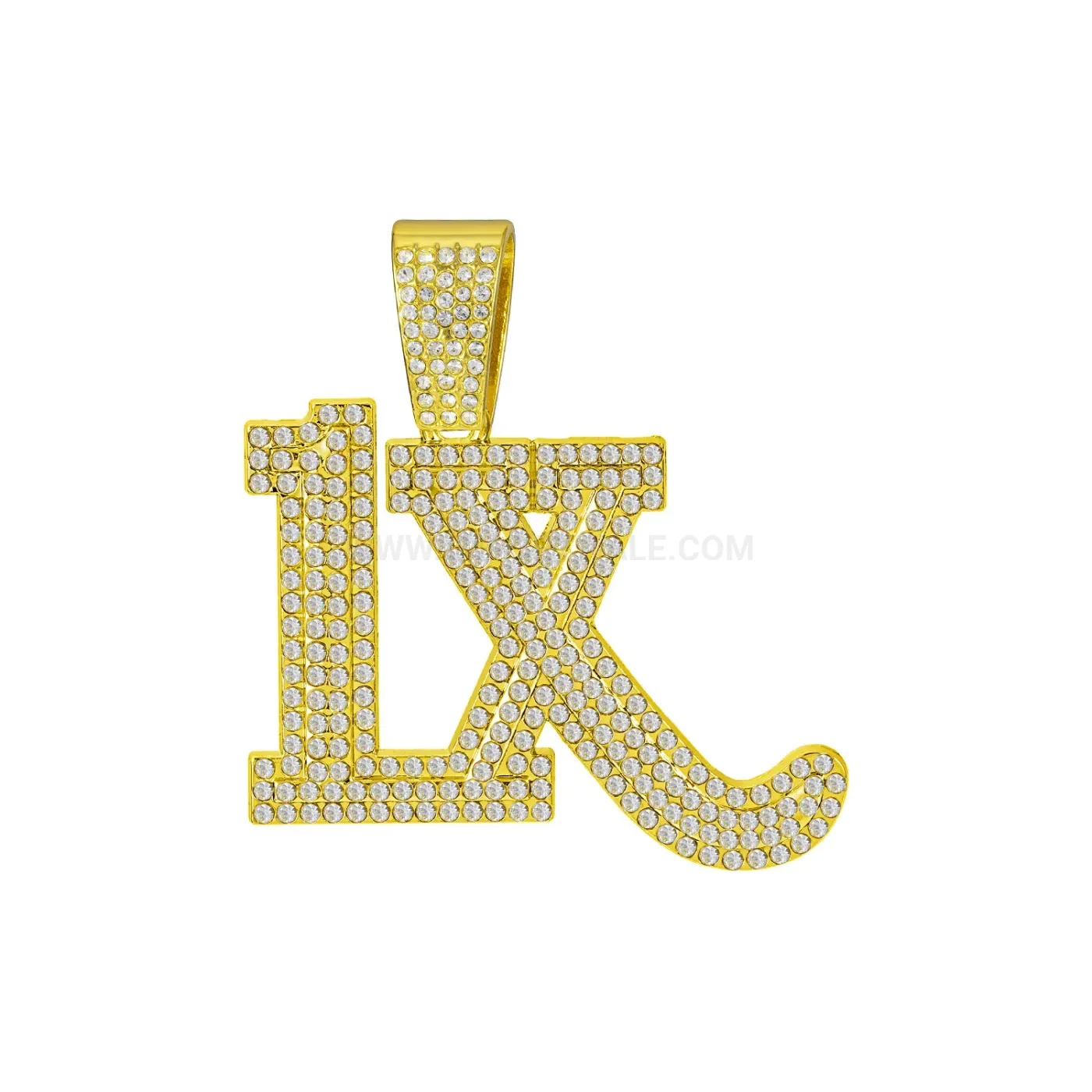 Elegant Full Rhinestone Letter Pendant Zinc Alloy Cuban Chain Necklace