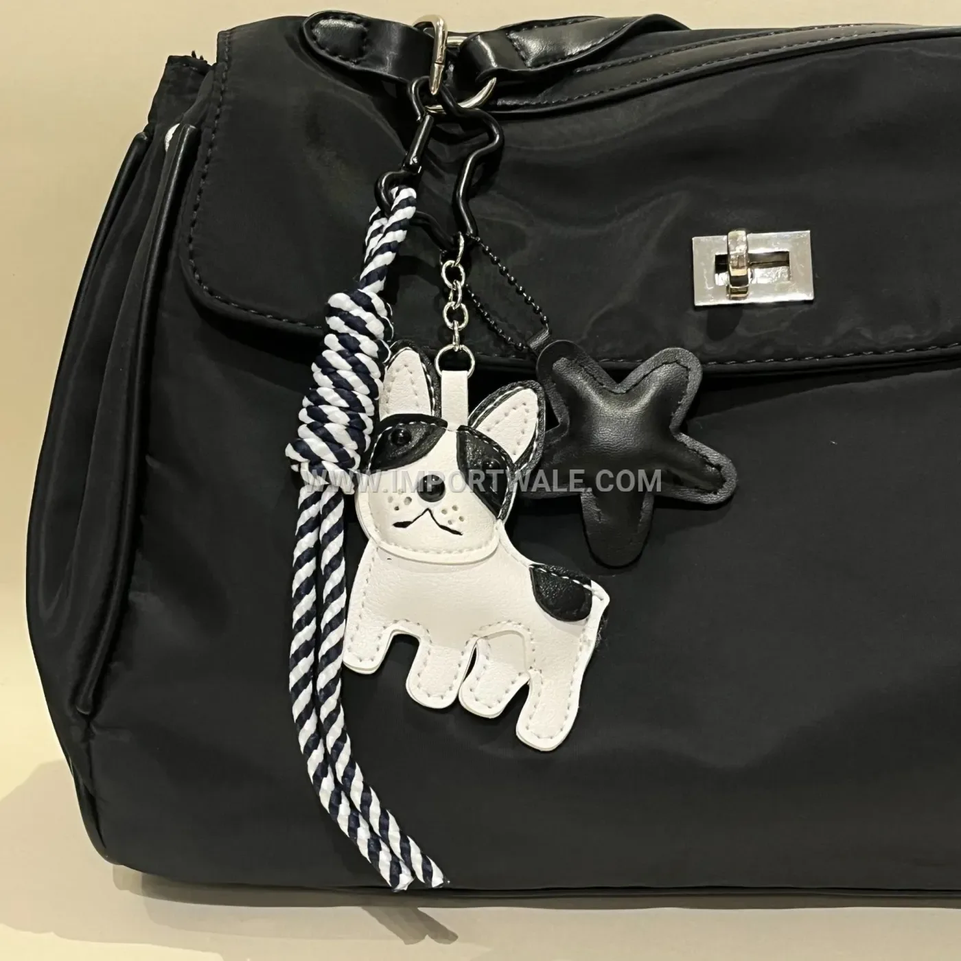 Handcrafted Leatherette Puppy Creative Key chains with Star and Woven Rope