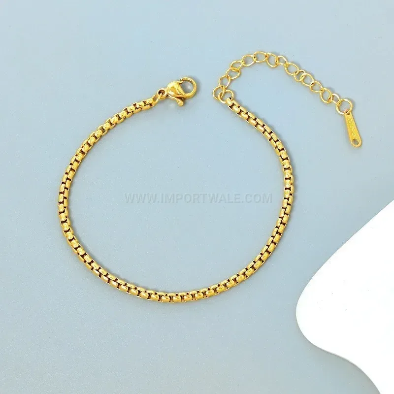 Minimalist Gold Plated Stainless Steel Box Chain Bracelet