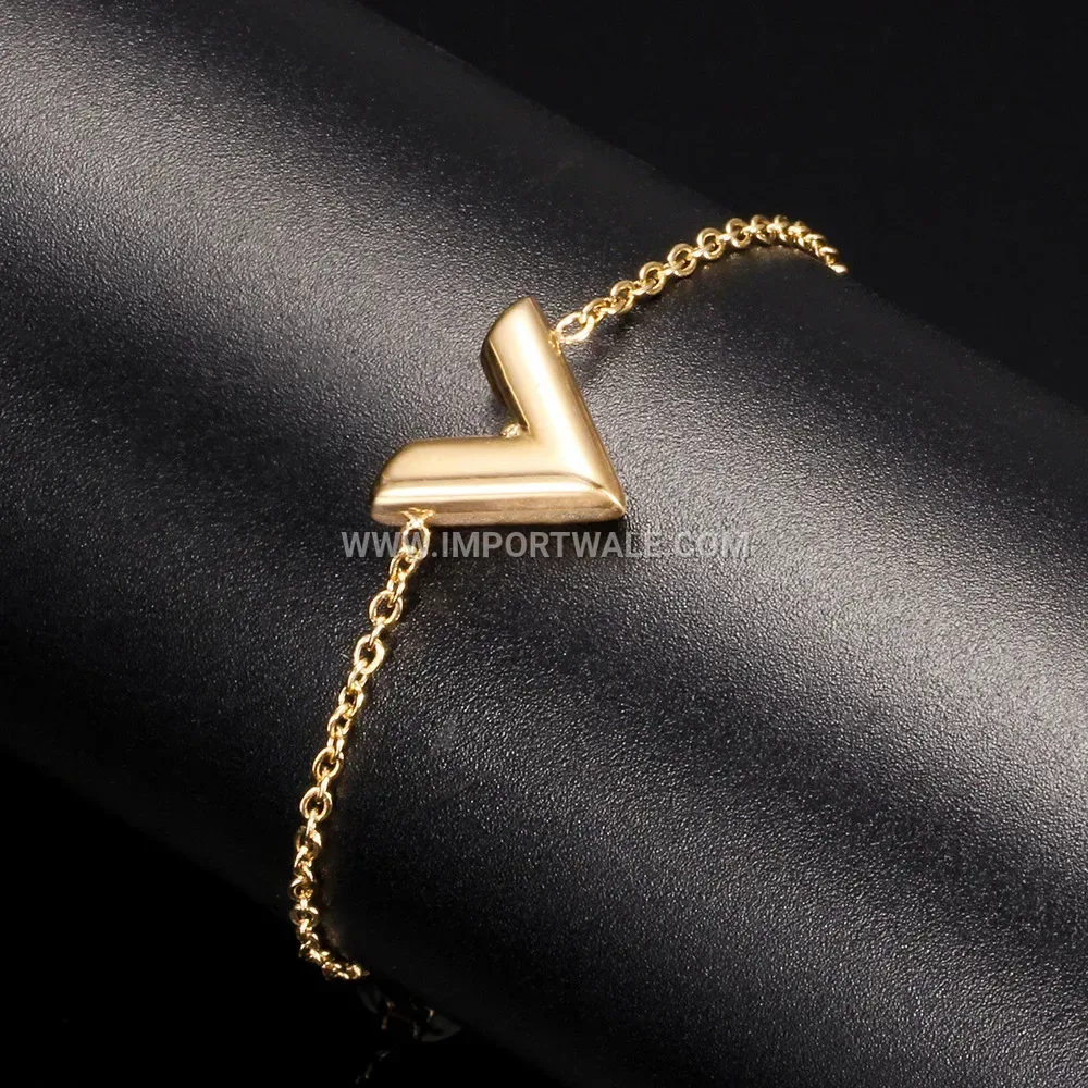 Stainless Steel V-Shaped Geometric Link Bracelet with O-Chain