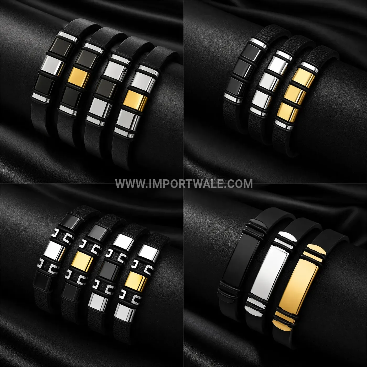 Multicolor Stainless Steel Silicone ID Curved Bracelet