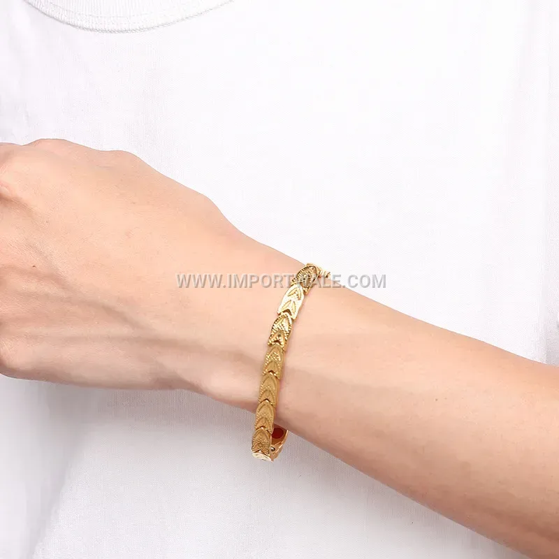 Gold Wheat Ear Magnetic Titanium Steel Health Bracelet