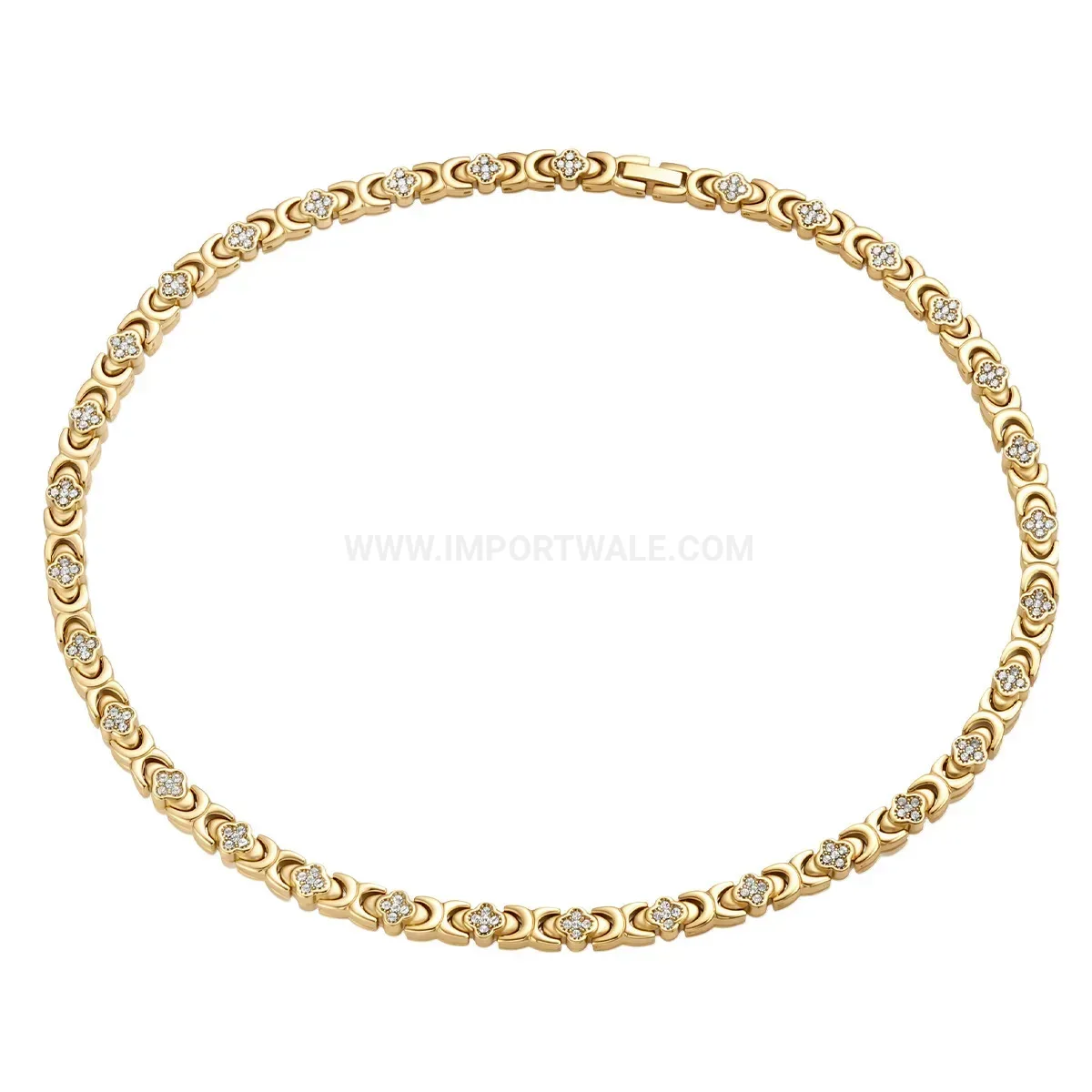 Premium Sparkling Zircon Four Leaf Clover Titanium Steel Necklace