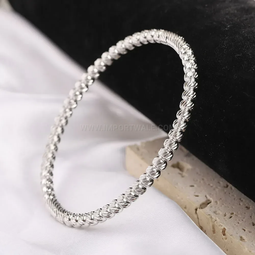 Designer Sleek 5mm Round Bead Stainless Steel Minimalist Bangle Cuff