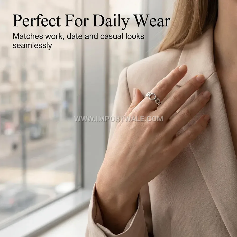 Adjustable Floral Motif Gold Plated Stainless Steel Open Ring