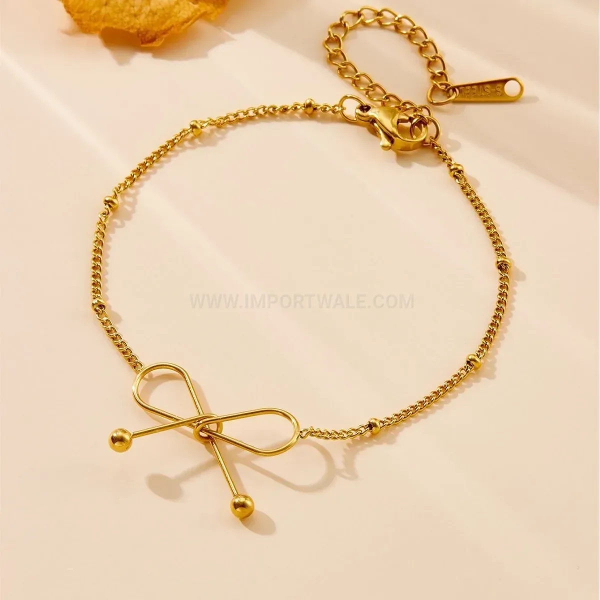 Gold Plated Stainless Steel Butterfly Knot Pendant Necklace