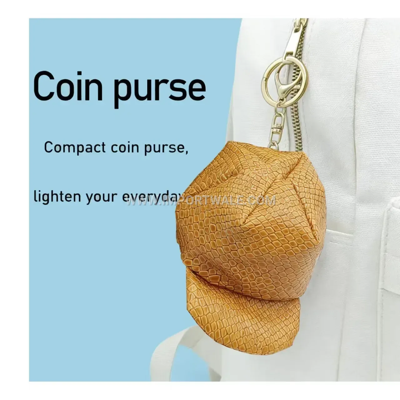 Crocodile Texture Faux Leather Mini Baseball Cap Charm