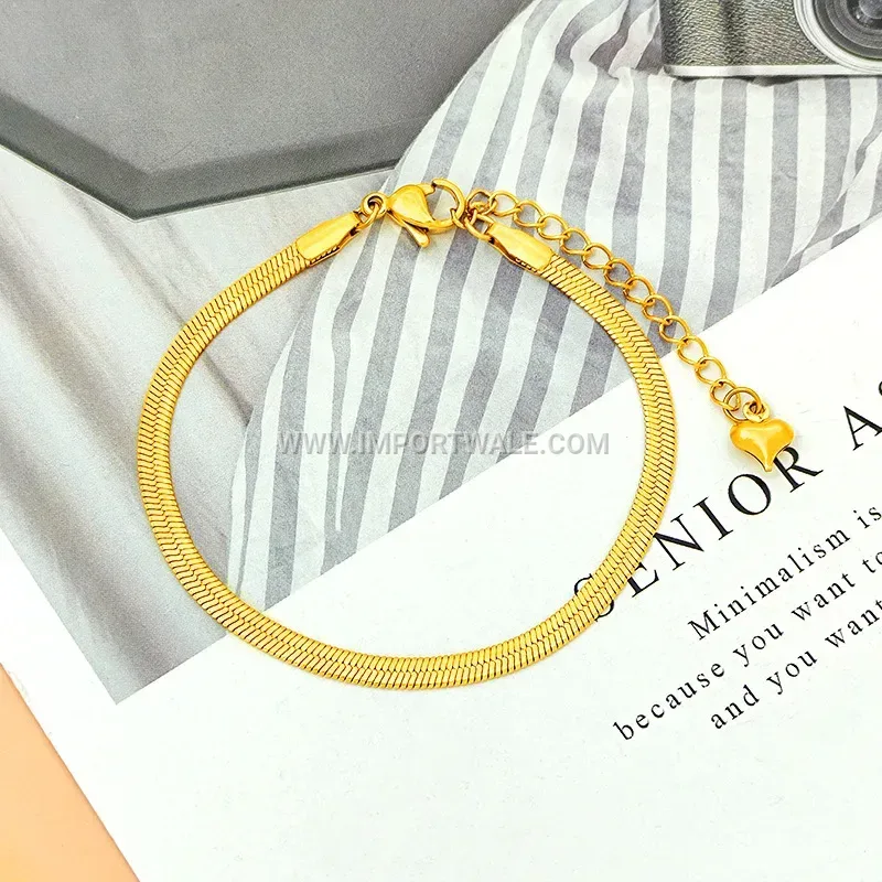 Minimalist Gold Stainless Steel Snake Chain Anklet