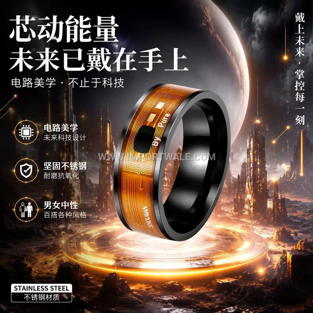 Stainless Steel NFC Smart Ring Band