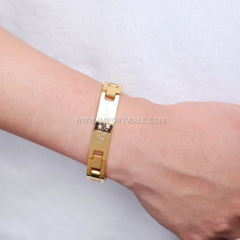 Men Curved Bar Magnetic Titanium Steel Chain Bracelet