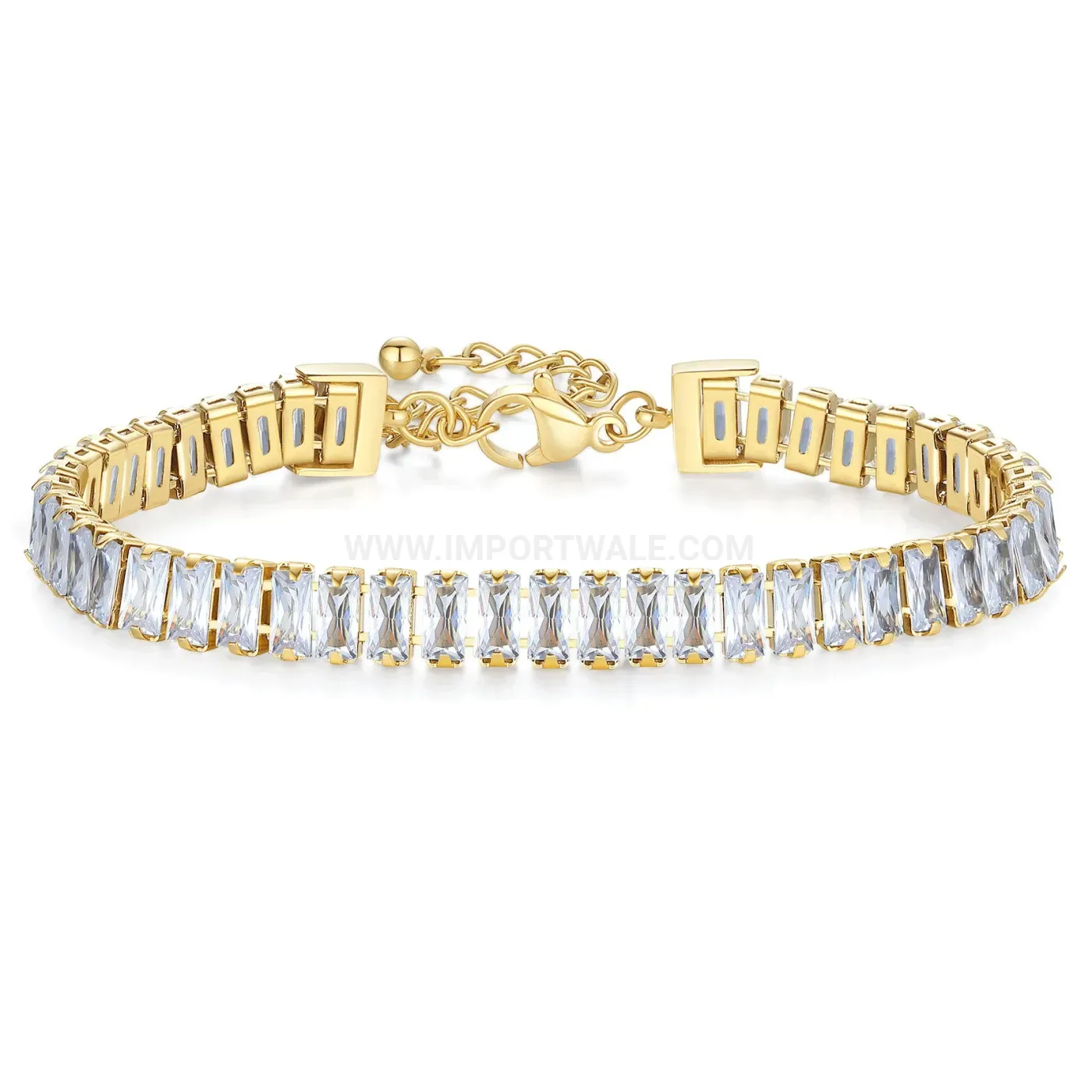 Minimalist Single Row Cubic Zirconia Stainless Steel Tennis Bracelet