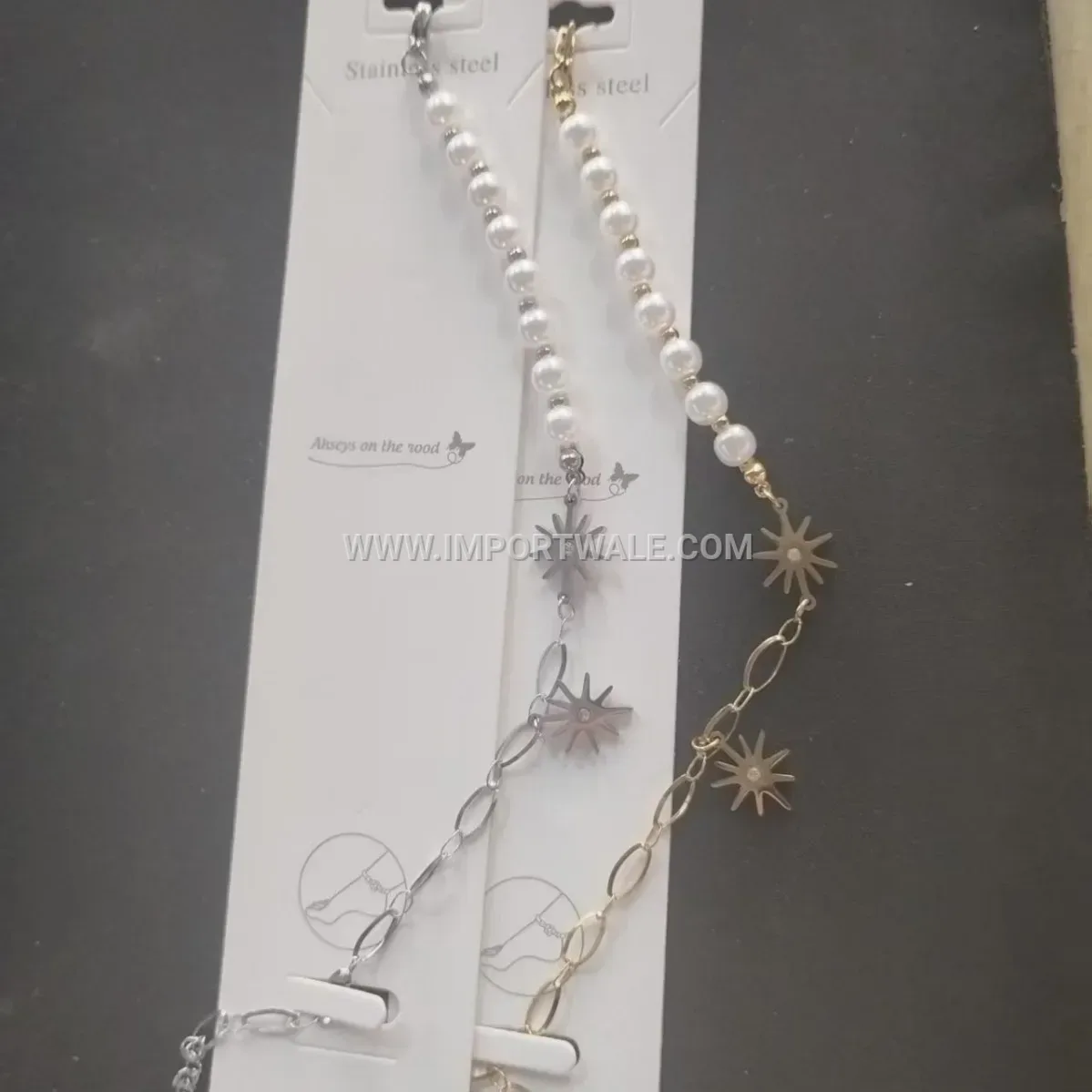 Stainless Steel Star Charm Pearl Anklet