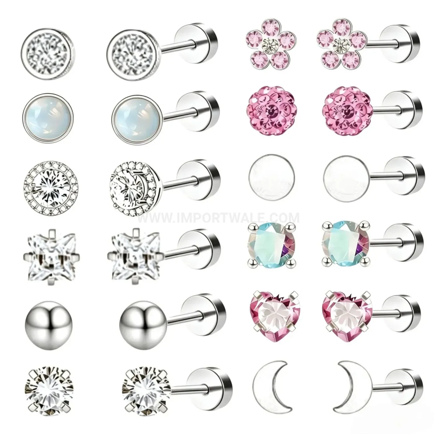 Designer Colorful Crystal Stainless Steel Cartilage Piercing Stud