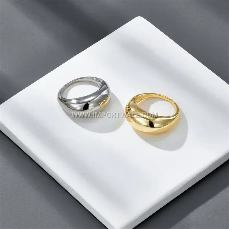 Polished Water Drop Stainless Steel Band Ring