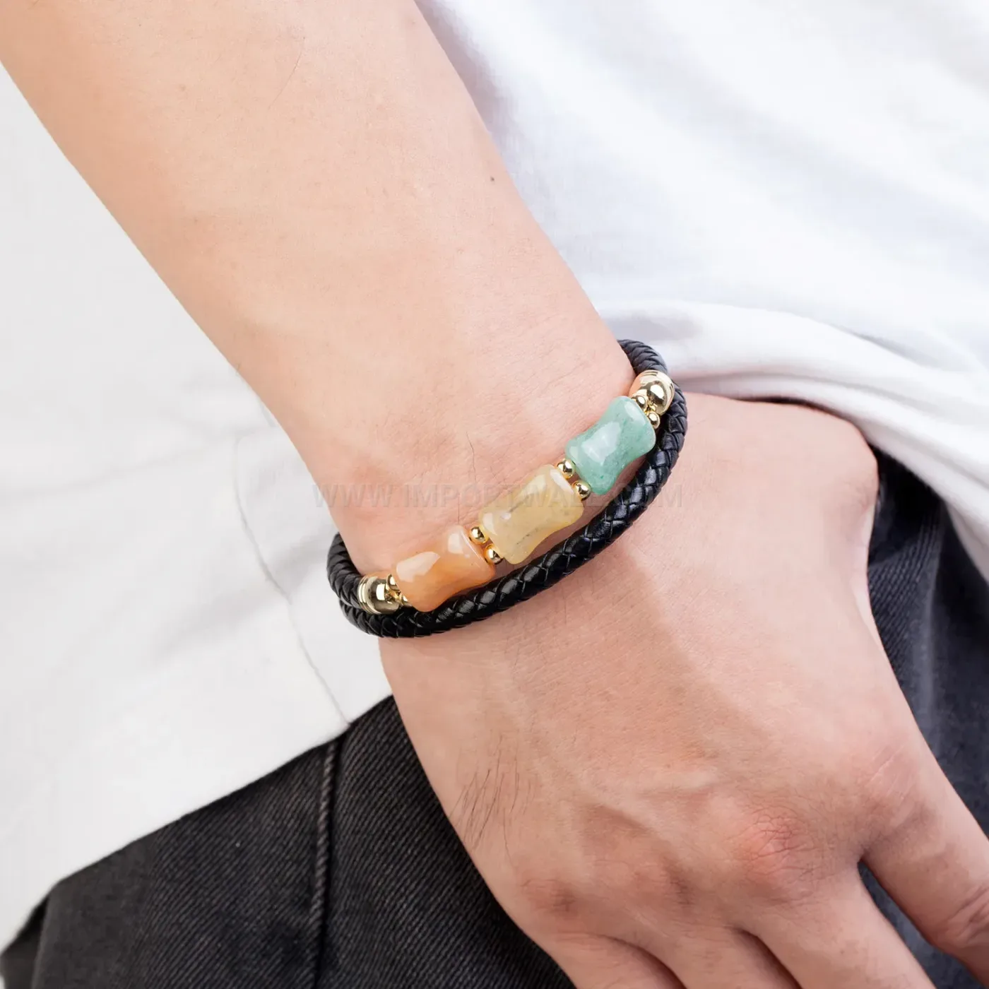 Braided Leather Stainless Steel Magnetic Clasp Bracelets