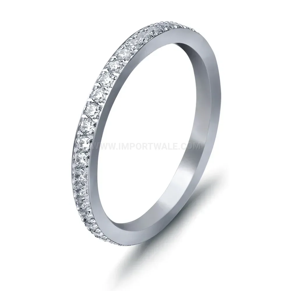 Bold Delicate 2mm Single-Row Zirconia Stainless Steel Band