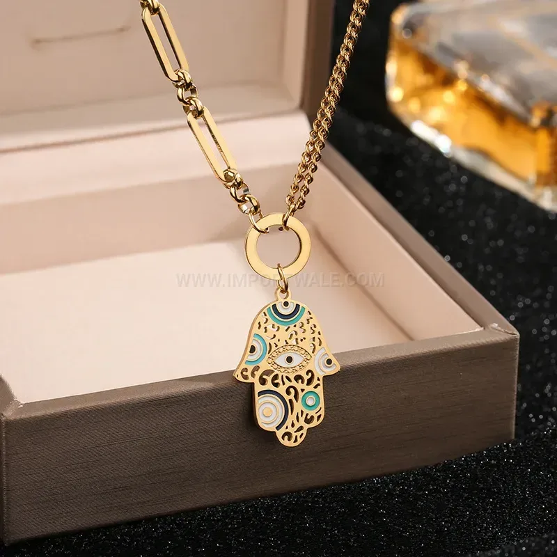 Titanium Steel Drip Oil Evil Eye Jewelry
