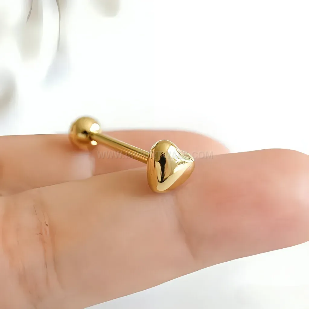 Classic Heart and Star Stainless Steel Barbell Piercing Studs