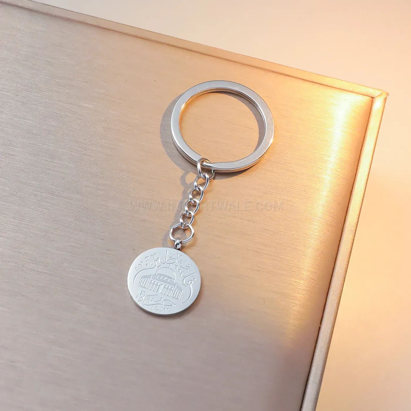 Gold Plated Stainless Steel Double Sided Motif Keychain