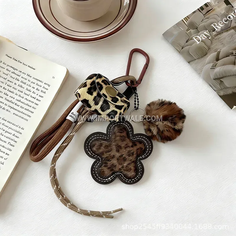 Leopard Print Leather Heart Charm Bag Pendant