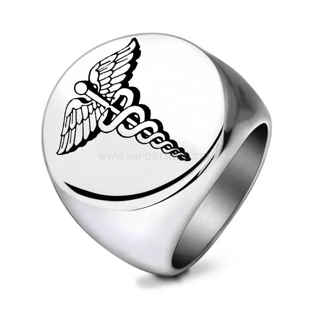 Modern Engraved Dueling Snakes Motif Stainless Steel Ring