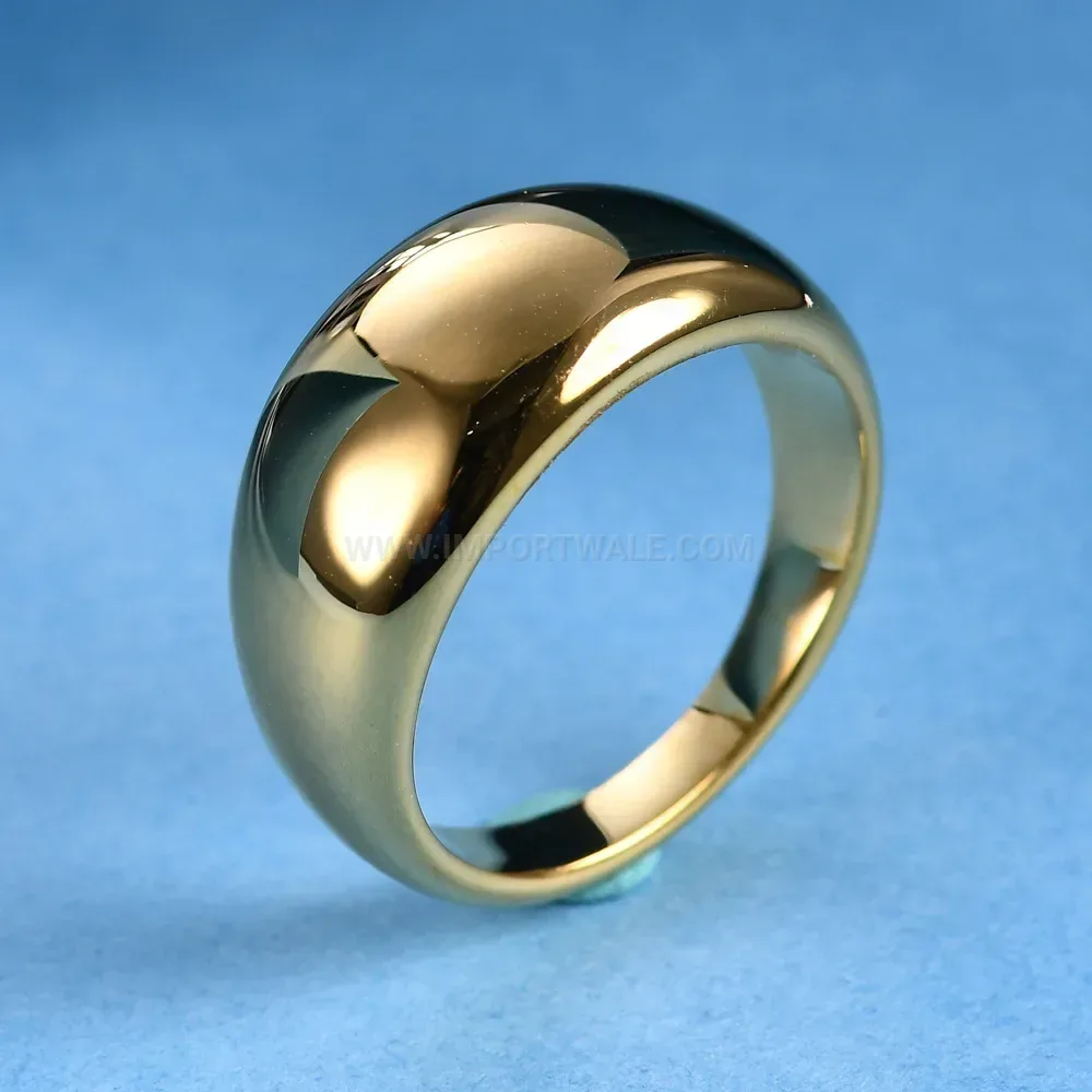Classic Polished Oval Surface Stainless Steel Band Ring 10mm