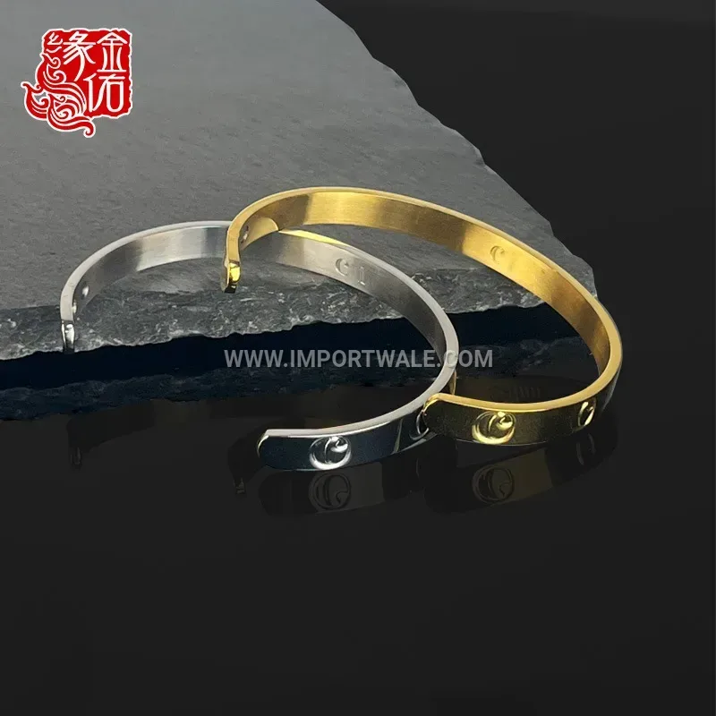 Sleek Stainless Steel Magnetic Open Cuff Bracelet