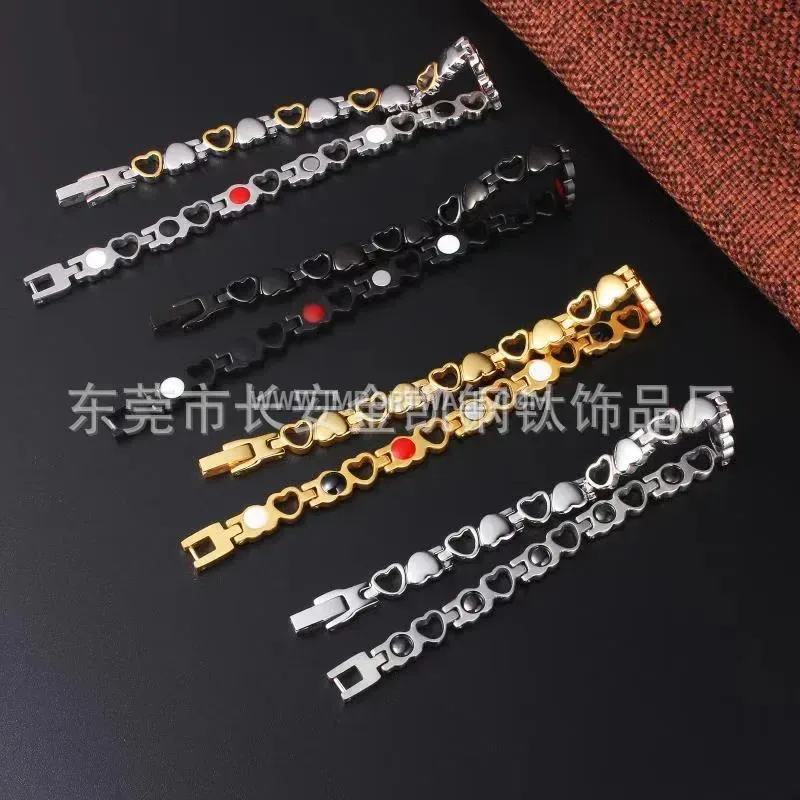 Women's Double Heart Bio Magnetic Stainless Steel Bracelet