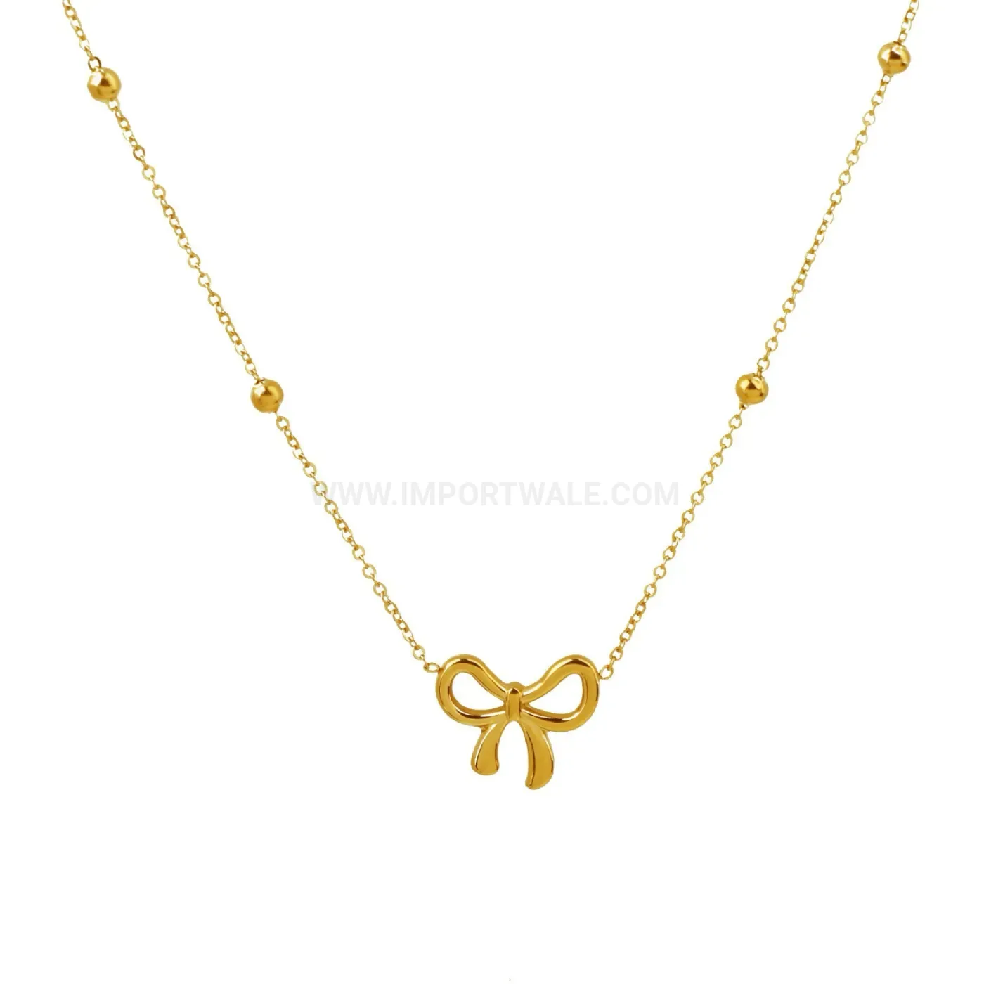 Titanium Steel Bow Pendant Necklace