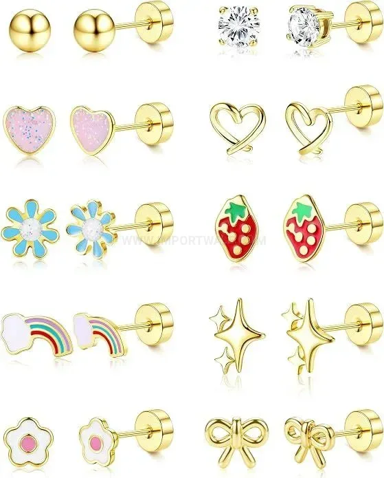 Trendy Butterfly Flat Back Threaded Stainless Steel Cartilage Piercing Set