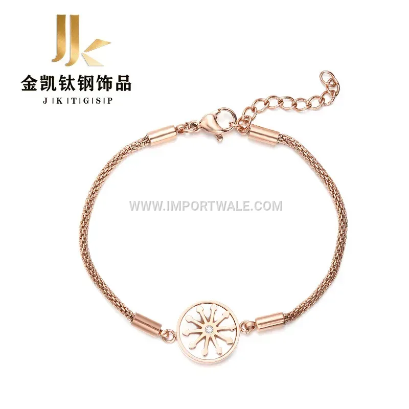 Rose Gold Titanium Steel Star Celestial Compass Bracelet