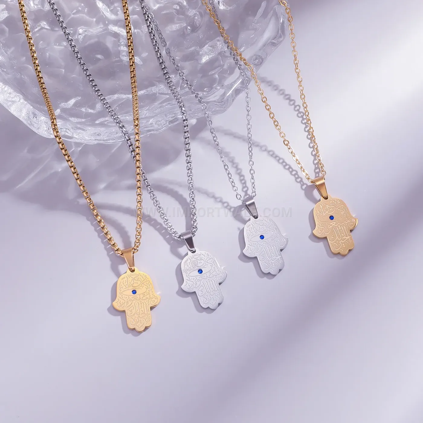 Bold Stainless Steel Arabic Calligraphy Pendant Necklace