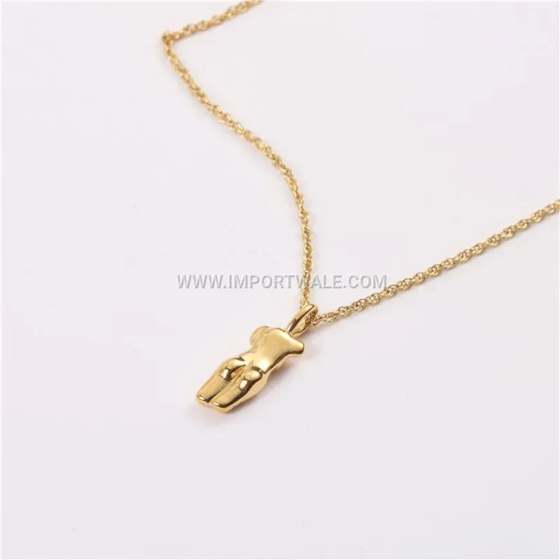 Abstract Body Silhouette Gold Plated Titanium Steel Necklace