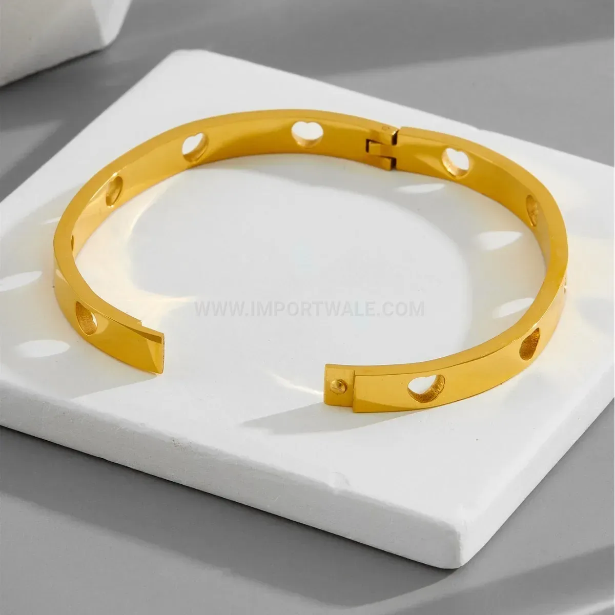 Cutout Openwork Heart Pattern Titanium Steel Bangle Bracelet