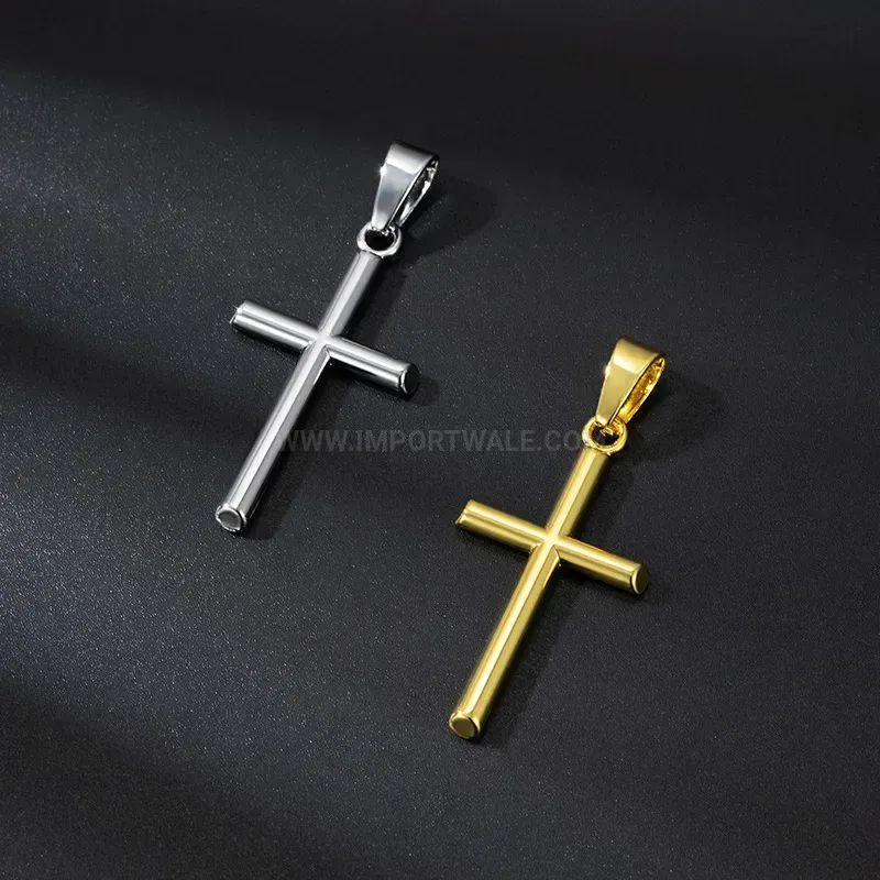 Chic Vintage Gold Plated Cross Pendant with Rhinestone Accents