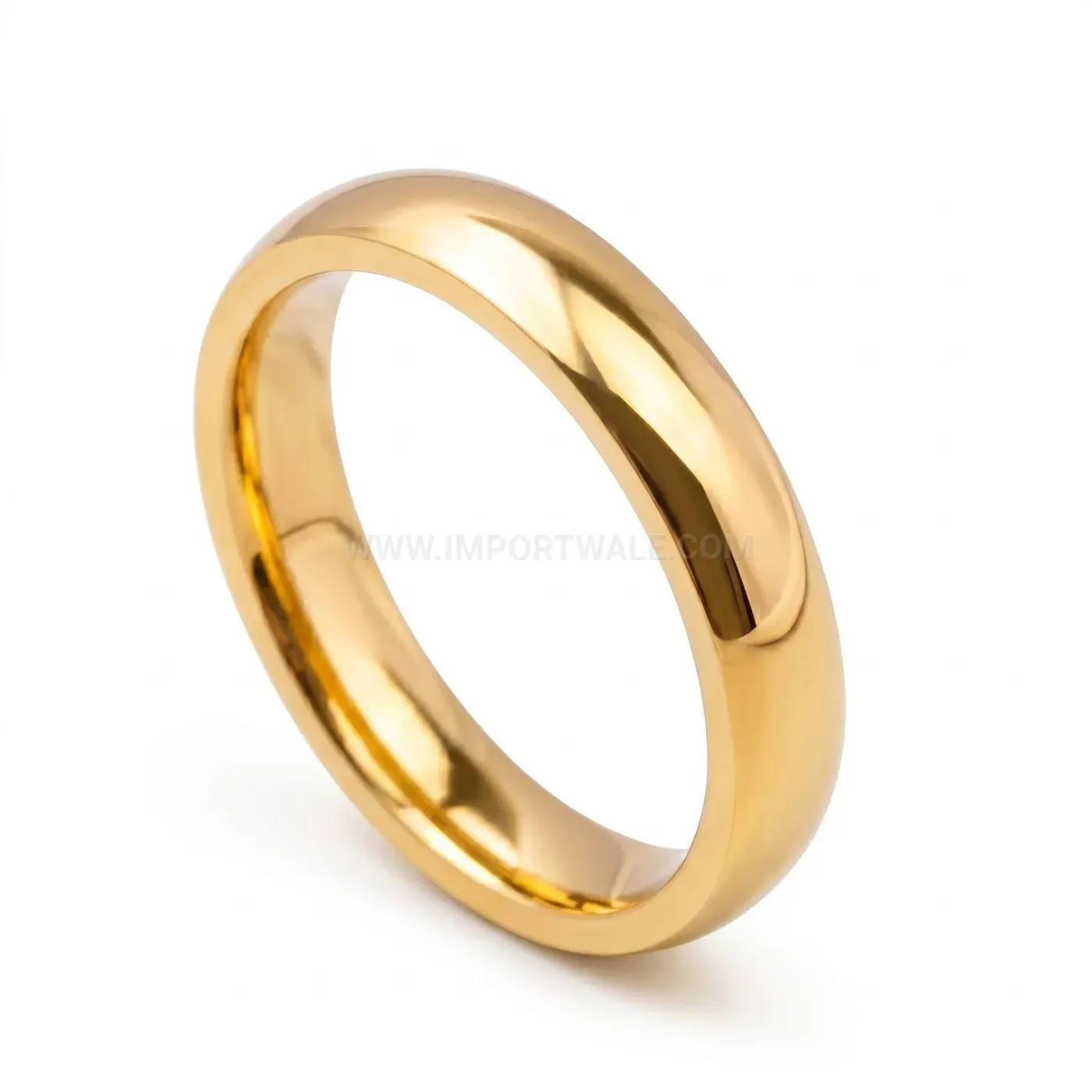 Trendy Polished 14K Gold Plated Stainless Steel Band Ring