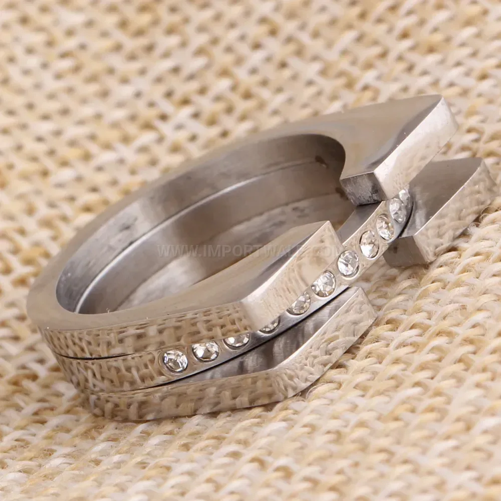 Stylish Horseshoe Double Layer Rhinestone 304 Stainless Steel Ring