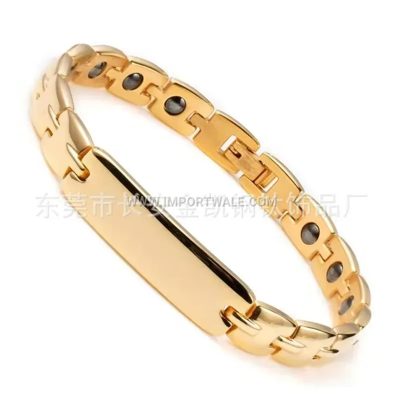 Adjustable Curved Stainless Steel Magnetic Men's Bracelet