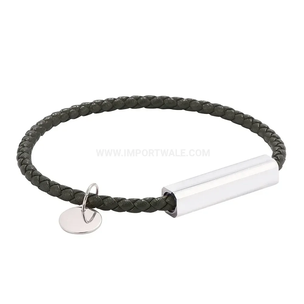 Handcrafted Braided Leather Rope Bracelet with Stainless Steel Clasp