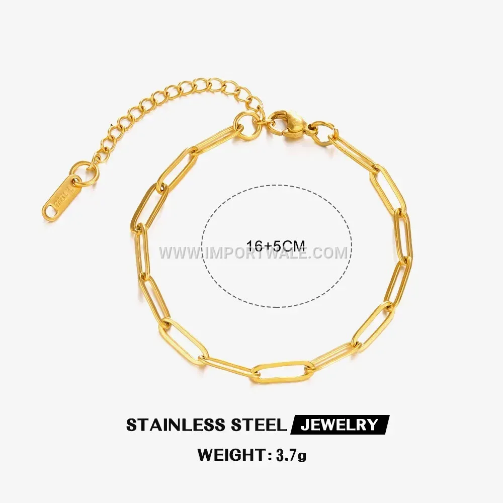 Gold Plated Stainless Steel Cross Link Adjustable Bracelet