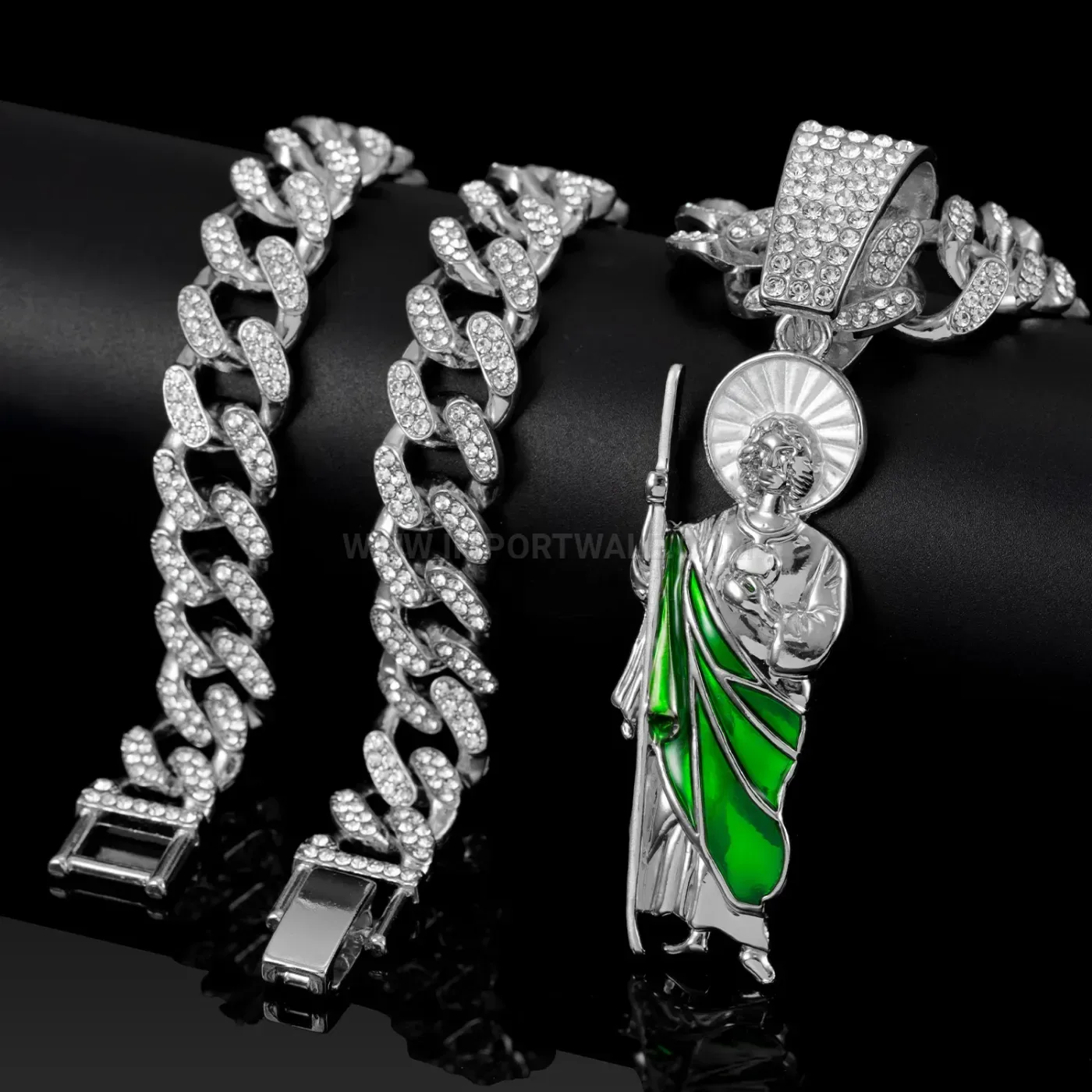 Saint Jude Religious Pendant Zinc Alloy Hip Hop Necklace