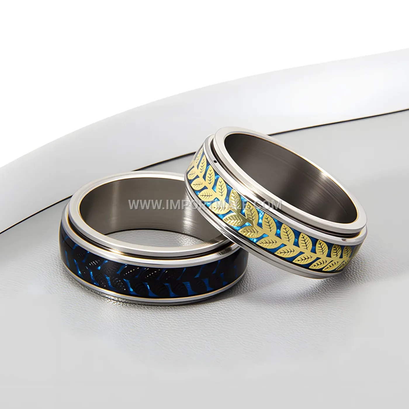 Rotating Olive Branch Stainless Steel Band Ring